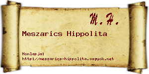 Meszarics Hippolita névjegykártya